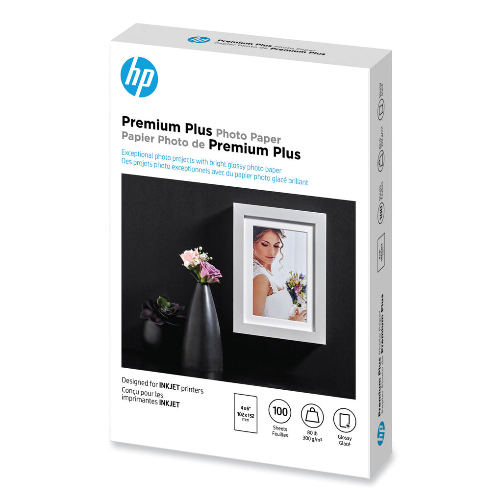 Premium Plus Photo Paper, 11.5 mil, 4 x 6, Glossy White, 100/Pack - 