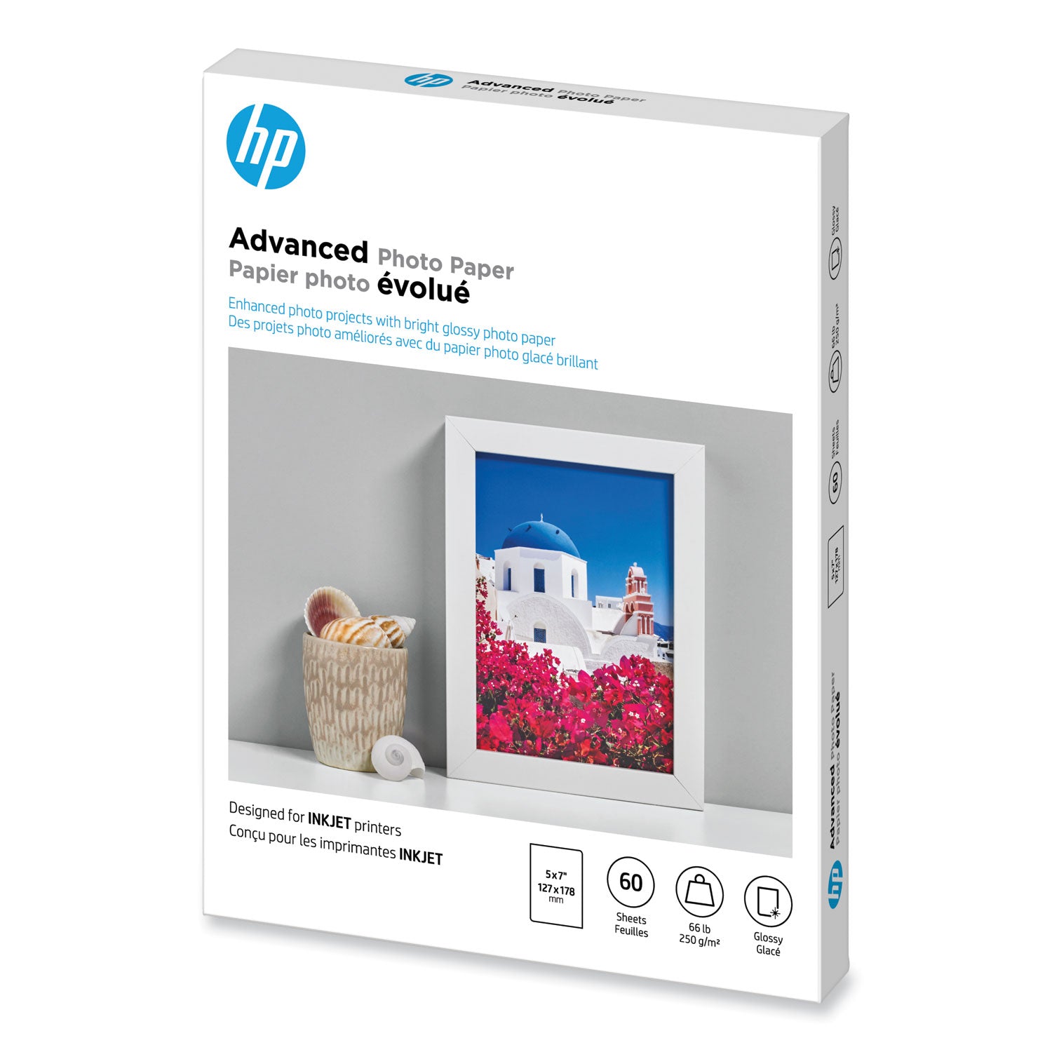 Advanced Photo Paper, 10.5 mil, 5 x 7, Glossy White, 60/Pack - 