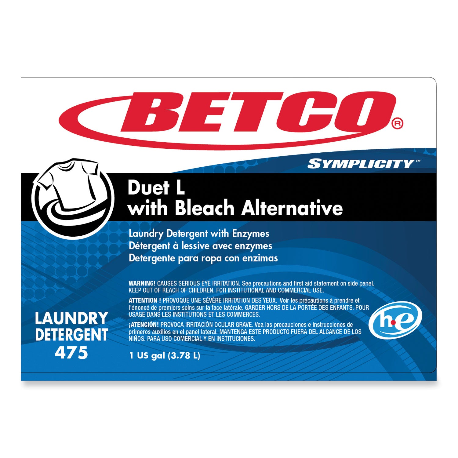 Symplicity Duet L Laundry Detergent, 1 gal, Fresh Scent, 4/Carton