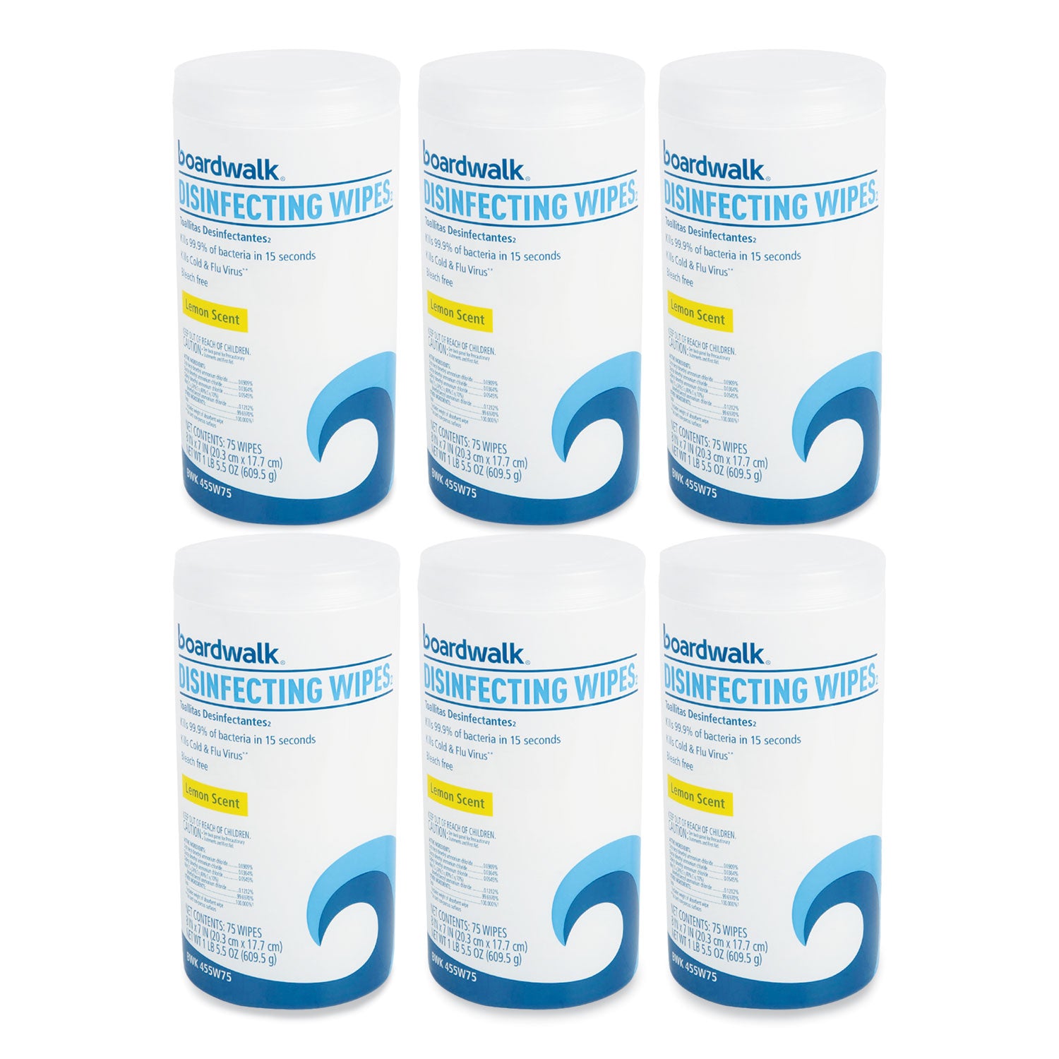 disinfecting-wipes-7-x-8-lemon-scent-75-canister-6-canisters-carton_bwk455w75 - 1