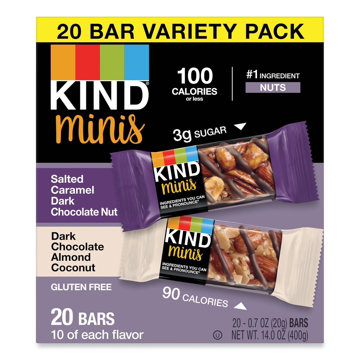 minis-salted-caramel-and-dark-chocolate-nut-dark-chocolate-almond-and-coconut-07-oz-20-pack_knd27970 - 1