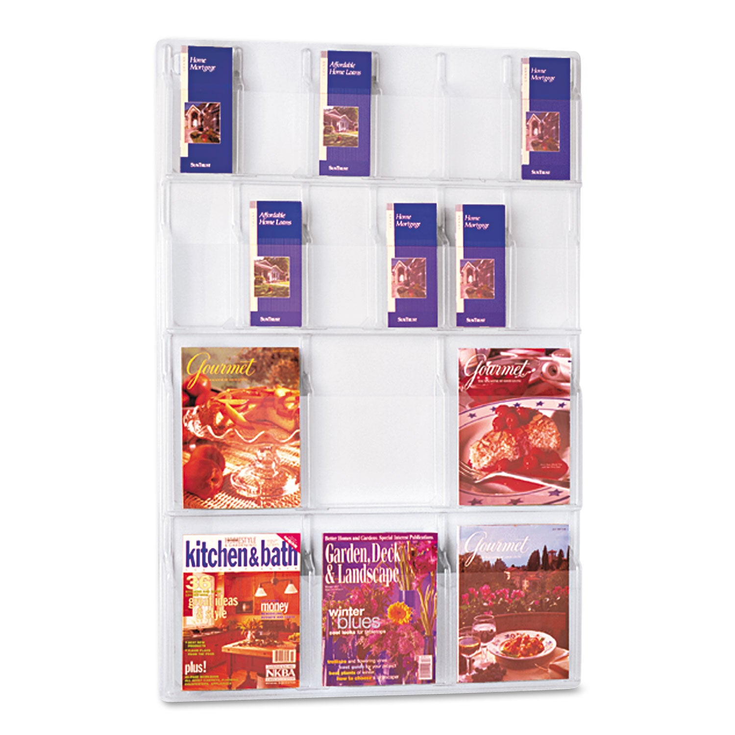 Reveal Clear Literature Displays, 18 Compartments, 30w x 2d x 45h, Clear - 