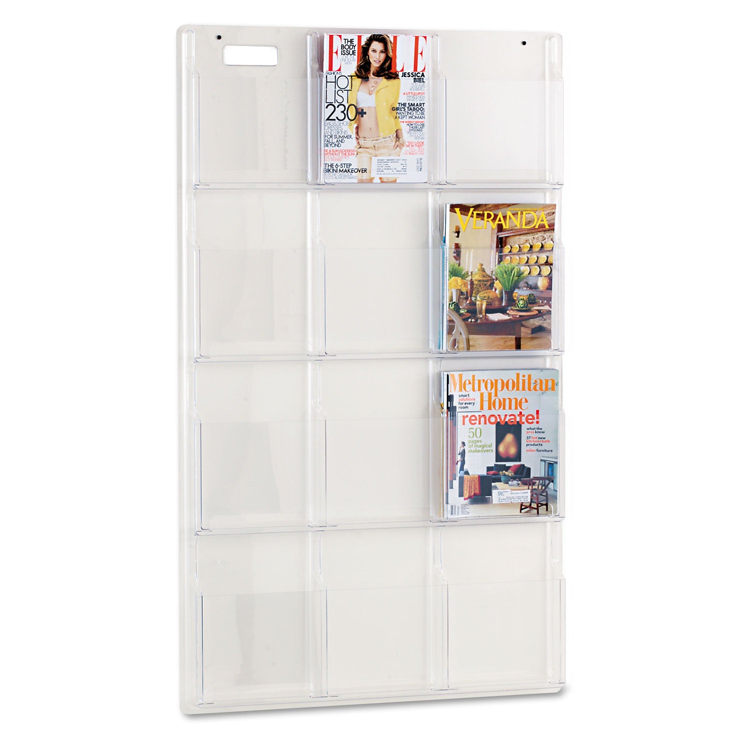 Reveal Clear Literature Displays, 12 Compartments, 30w x 2d x 49h, Clear - 