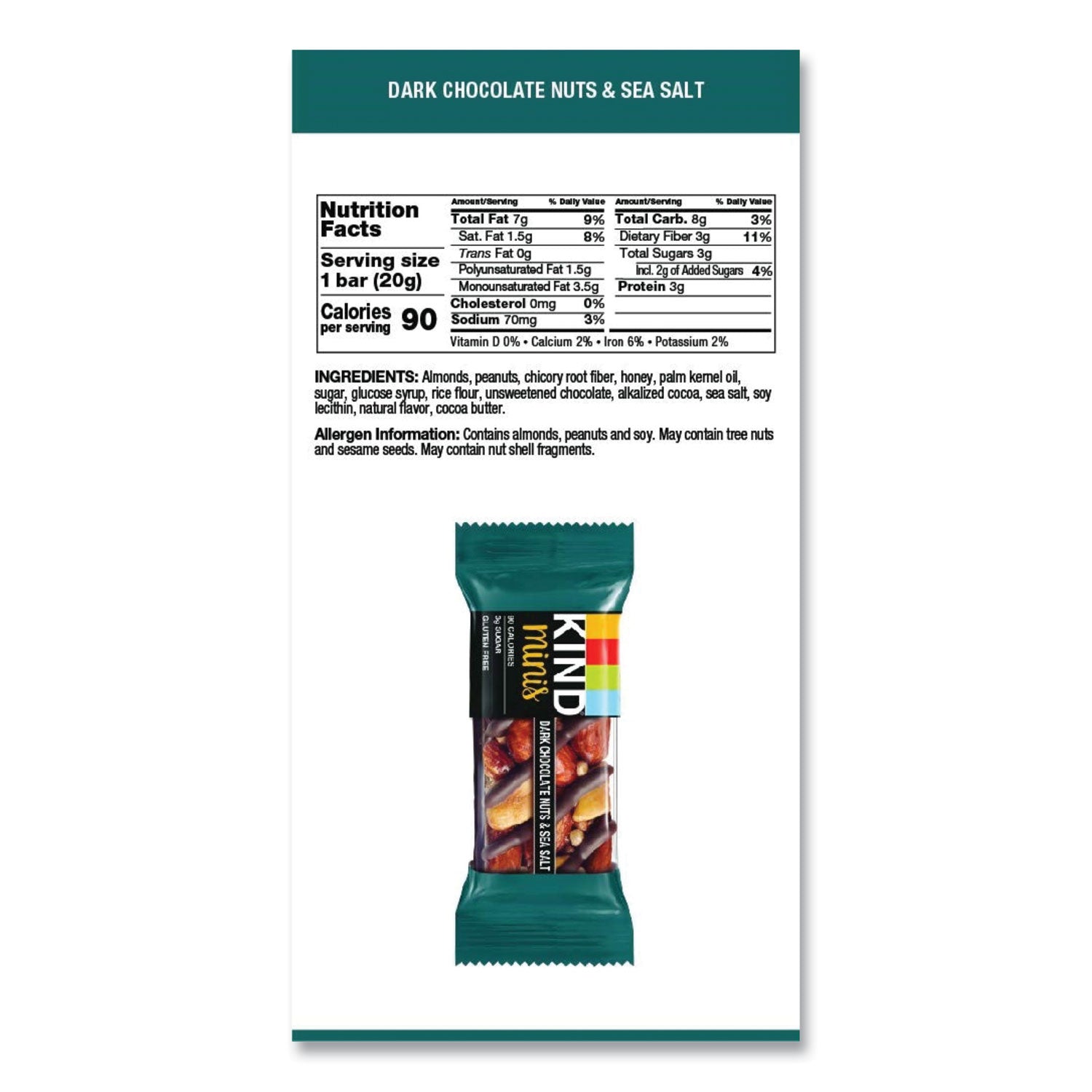 Minis, Dark Chocolate Nuts/Sea Salt, 0.7 oz, 10/Pack