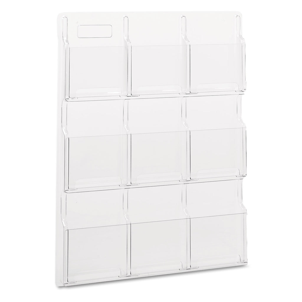 Reveal Clear Literature Displays, 9 Compartments, 30w x 2d x 36.75h, Clear - 