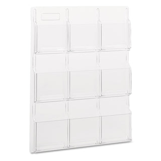 Reveal Clear Literature Displays, 9 Compartments, 30w x 2d x 36.75h, Clear - 