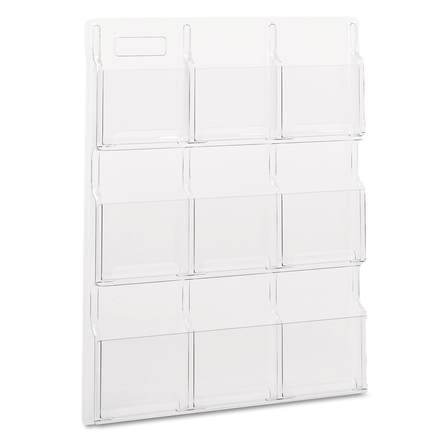 Reveal Clear Literature Displays, 9 Compartments, 30w x 2d x 36.75h, Clear - 