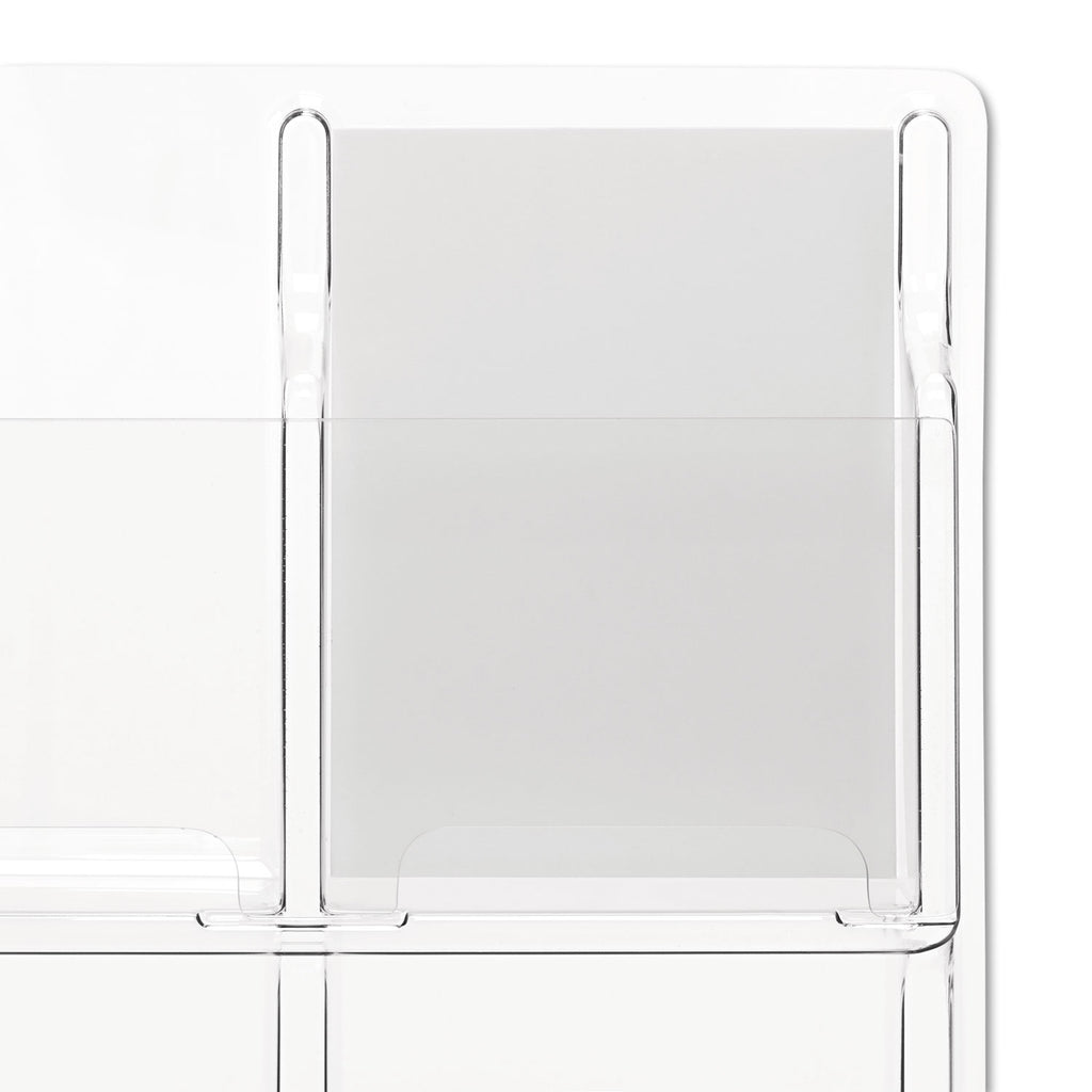 Reveal Clear Literature Displays, 9 Compartments, 30w x 2d x 36.75h, Clear