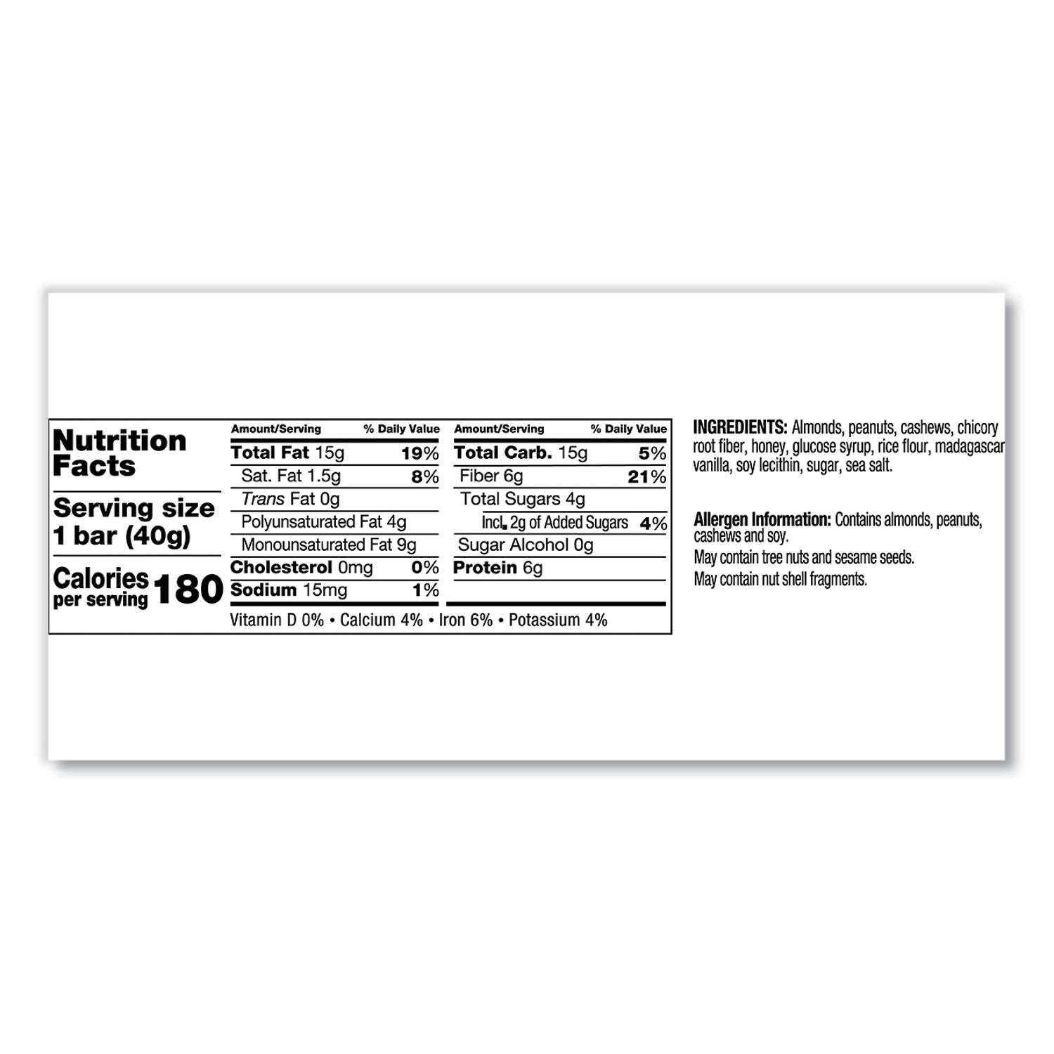 Nuts and Spices Bar, Madagascar Vanilla Almond, 1.4 oz, 12/Box