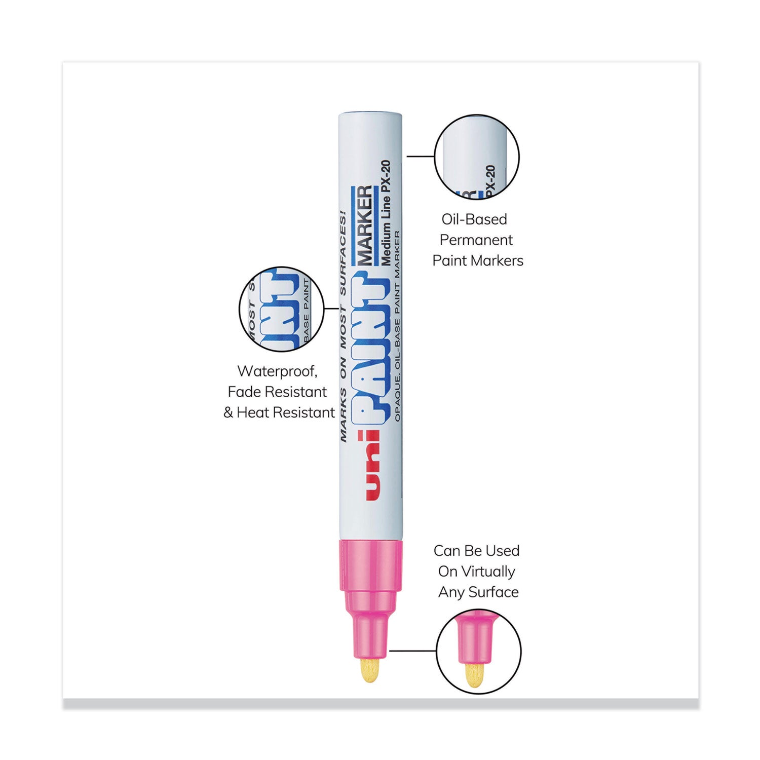 Permanent Marker, Medium Bullet Tip, Pink