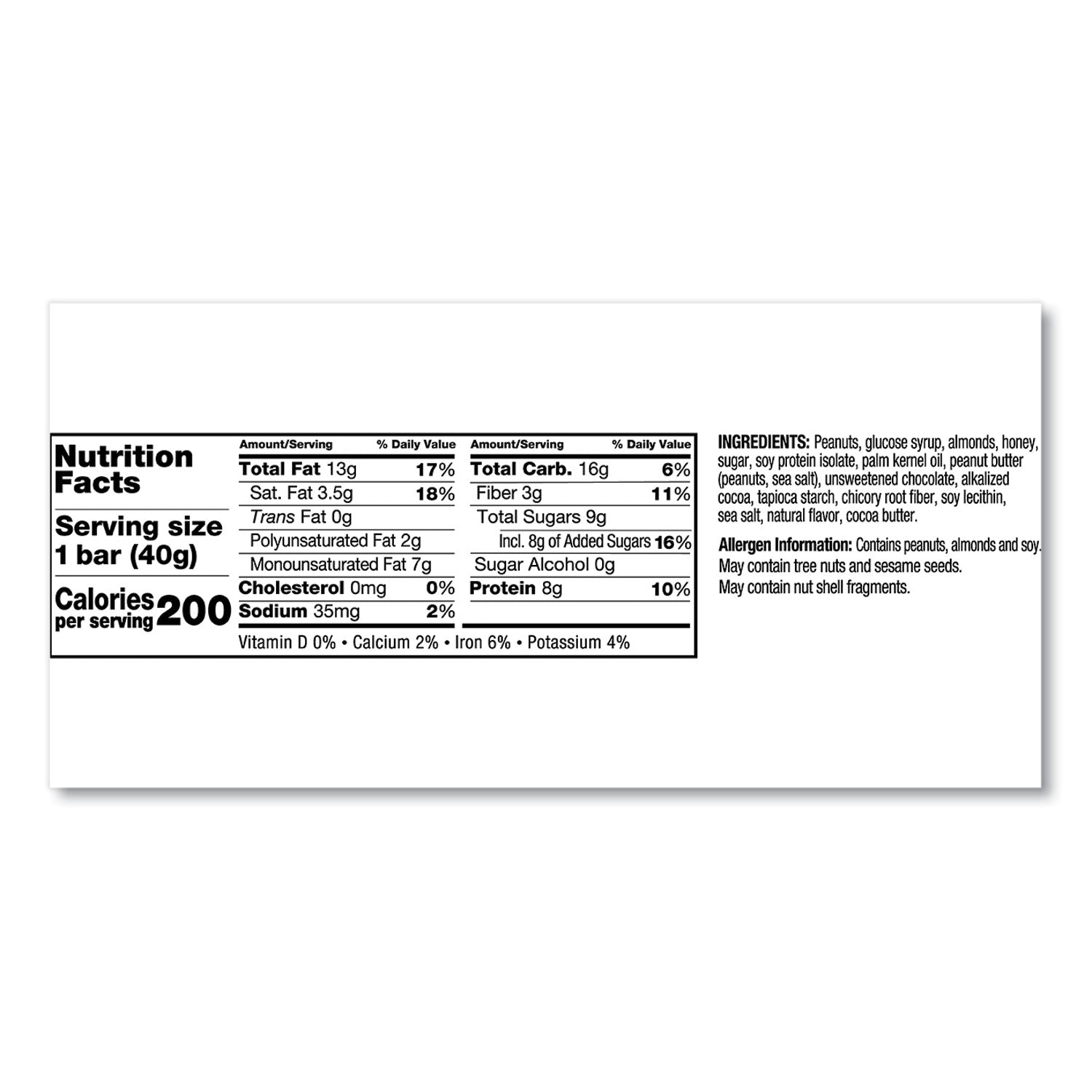 Plus Nutrition Boost Bar, Peanut Butter Dark Chocolate/Protein, 1.4 oz, 12/Box