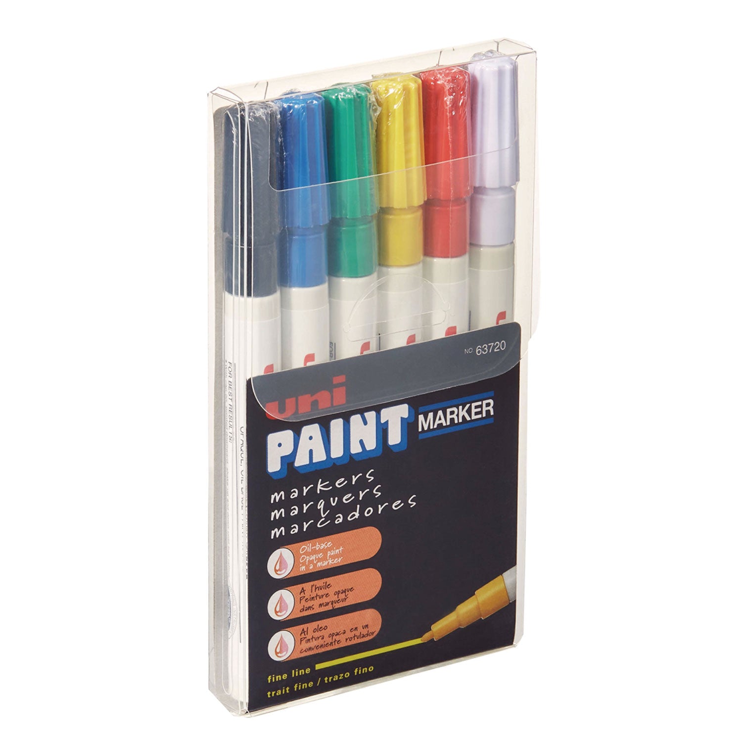 Permanent Marker, Fine Bullet Tip, Assorted Colors, 6/Set