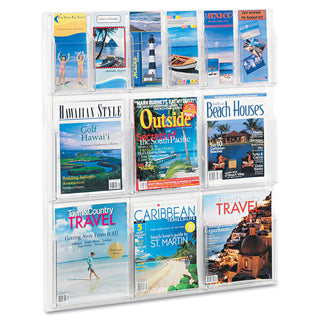 Reveal Clear Literature Displays, 12 Compartments, 30w x 2d x 34.75h, Clear - 