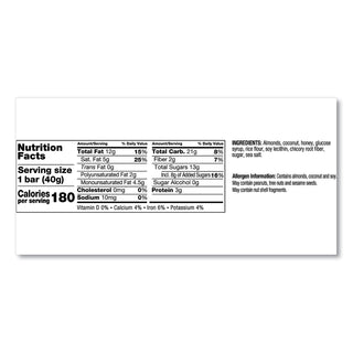Fruit and Nut Bars, Almond and Coconut, 1.4 oz, 12/Box
