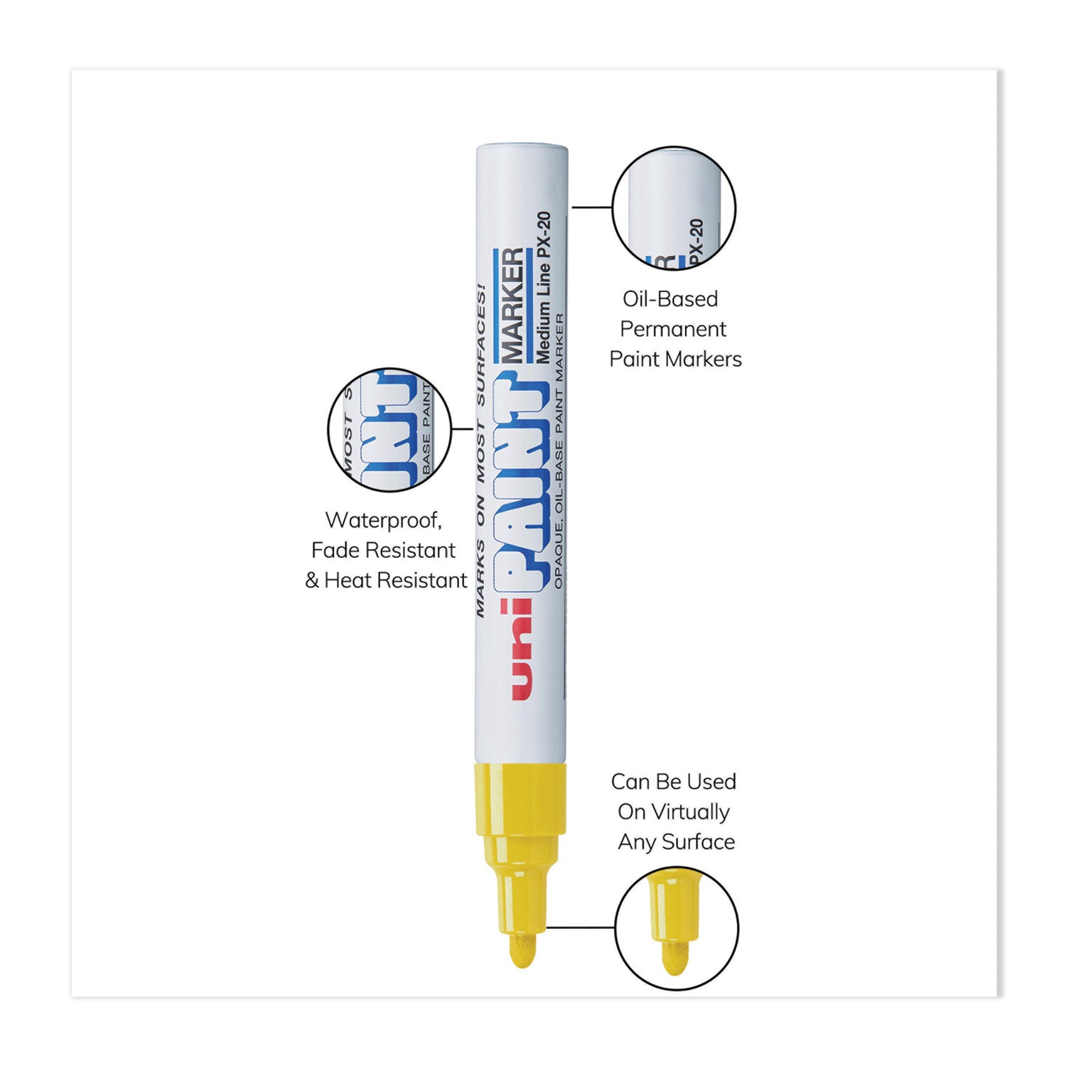 Permanent Marker, Medium Bullet Tip, Yellow