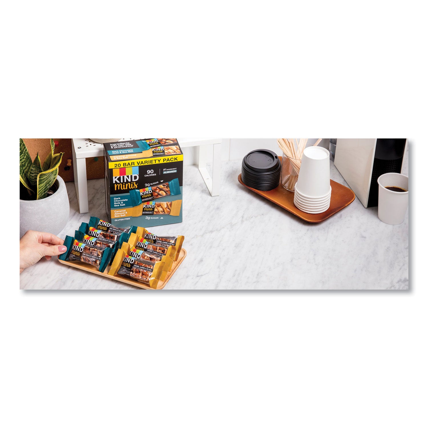 Minis, Dark Chocolate Nuts and Sea Salt/Caramel Almond and Sea Salt, 0.7 oz, 20/Pack