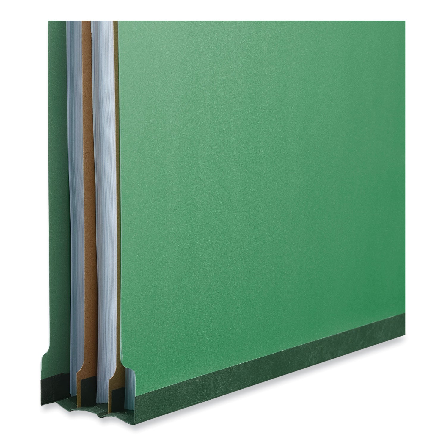 Bright Colored Pressboard Classification Folders, 2" Expansion, 1 Divider, 4 Fasteners, Legal Size, Emerald Green, 10/Box - 