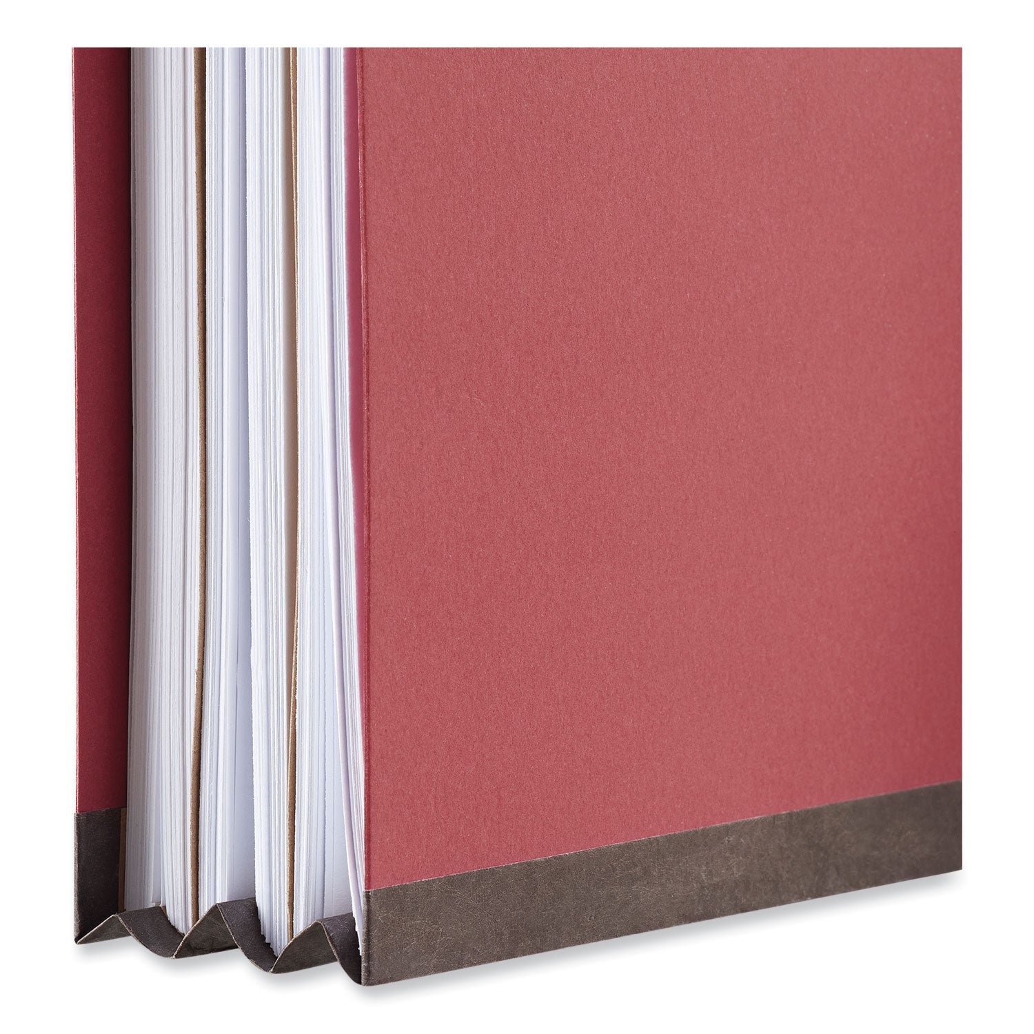 Four-Section Pressboard Classification Folders, 2" Expansion, 1 Divider, 4 Fasteners, Letter Size, Red Exterior, 10/Box - 