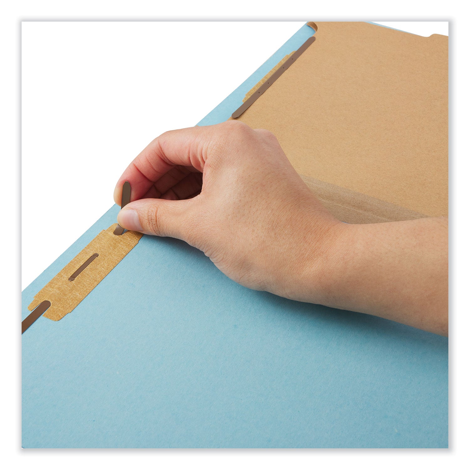 six-section-classification-folders-heavy-duty-pressboard-cover-2-dividers-6-fasteners-legal-size-light-blue-20-box_unv10406 - 4