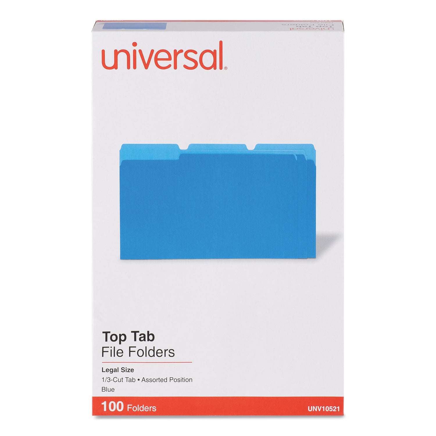 Deluxe Colored Top Tab File Folders, 1/3-Cut Tabs: Assorted, Legal Size, Blue/Light Blue, 100/Box - 