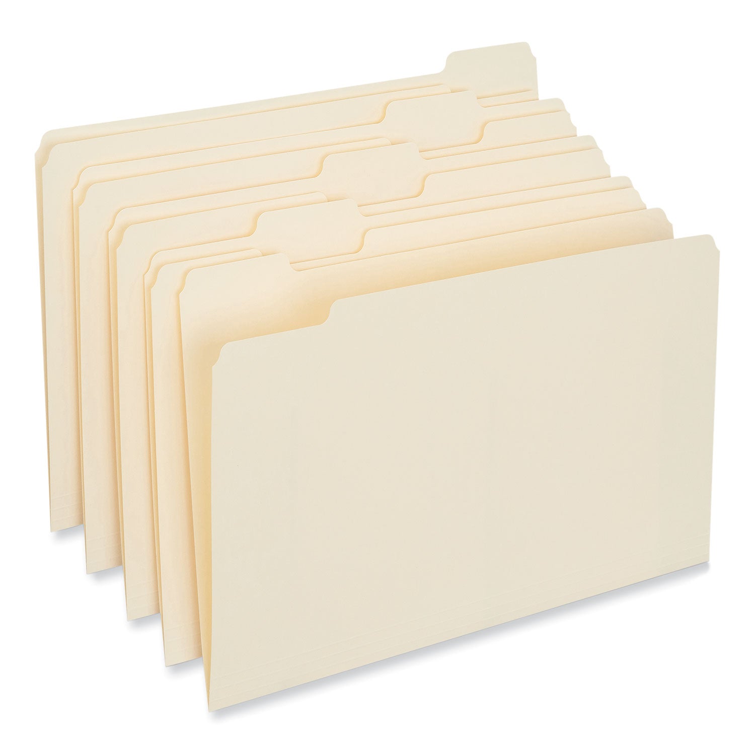 Top Tab File Folders, 1/5-Cut Tabs: Assorted, Letter Size, 0.75" Expansion, Manila, 100/Box - 