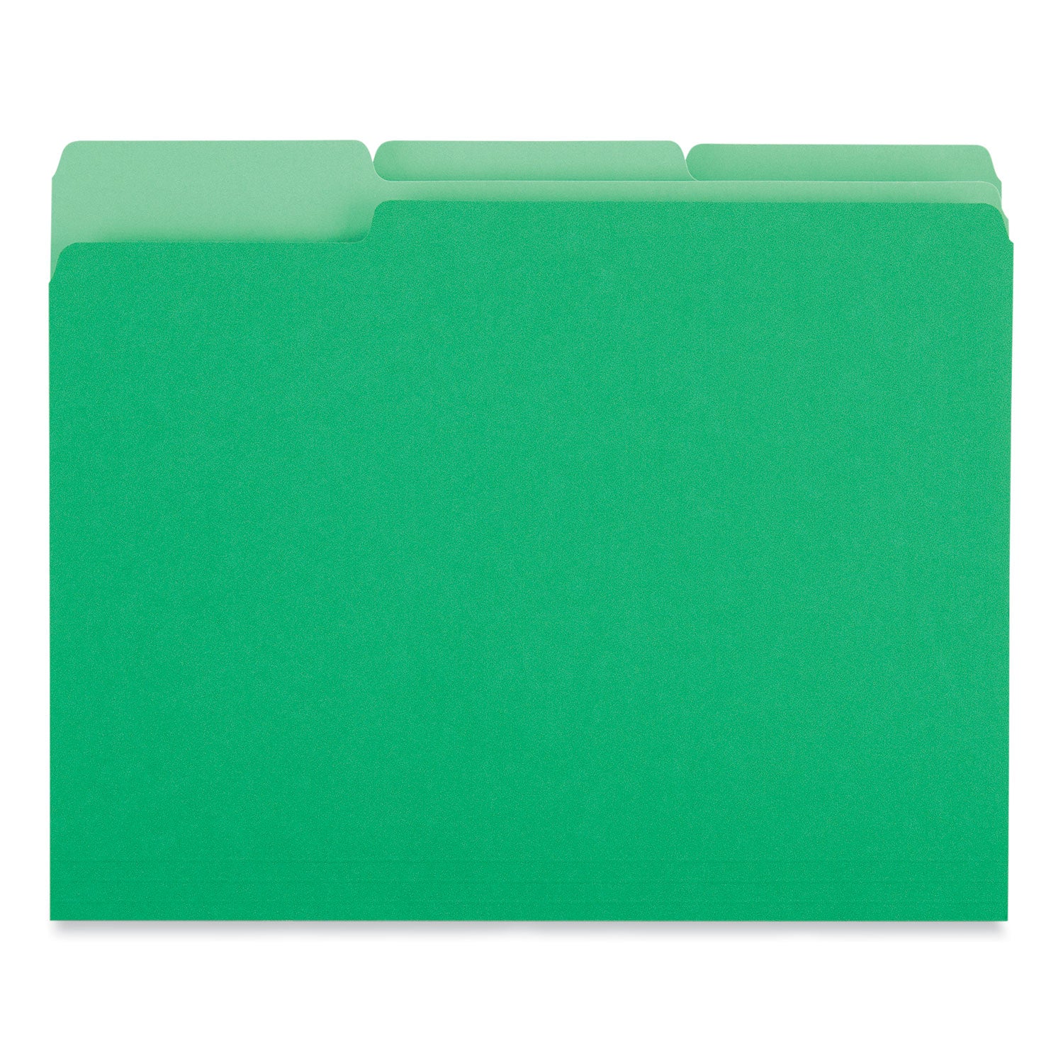 Interior File Folders, 1/3-Cut Tabs: Assorted, Letter Size, 11-pt Stock, Green, 100/Box - 