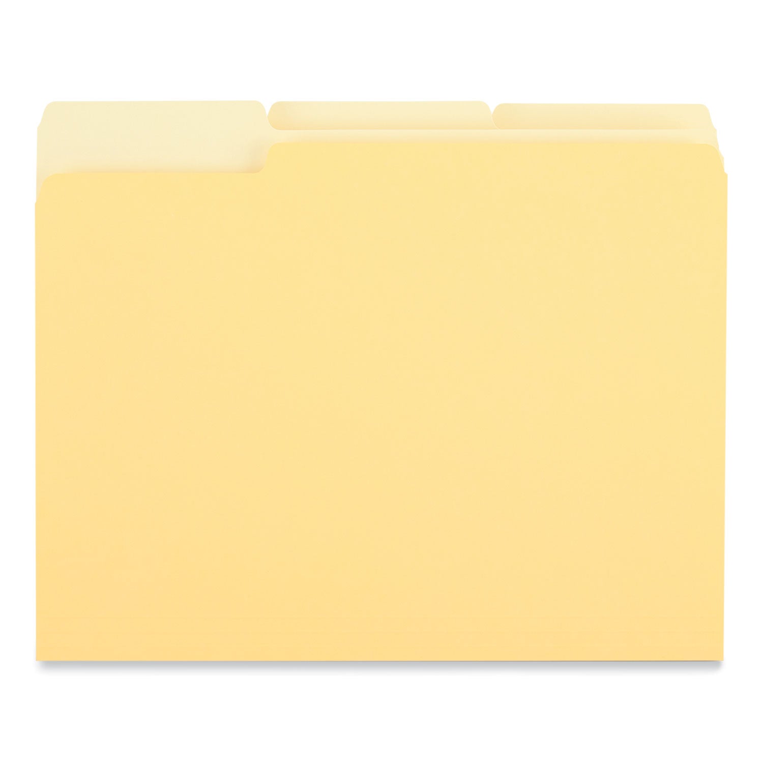 Interior File Folders, 1/3-Cut Tabs: Assorted, Letter Size, 11-pt Stock, Yellow, 100/Box - 