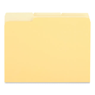 Interior File Folders, 1/3-Cut Tabs: Assorted, Letter Size, 11-pt Stock, Yellow, 100/Box