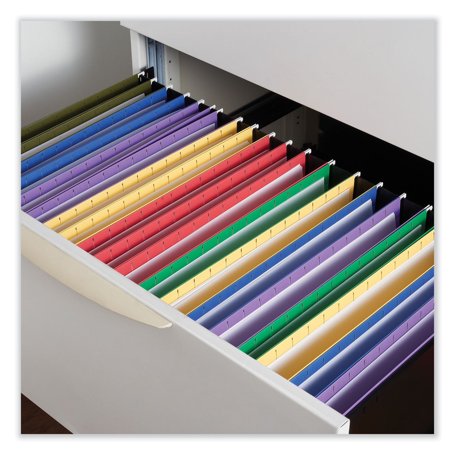 Deluxe Bright Color Hanging File Folders, Legal Size, 1/5-Cut Tabs, Bright Green, 25/Box - 
