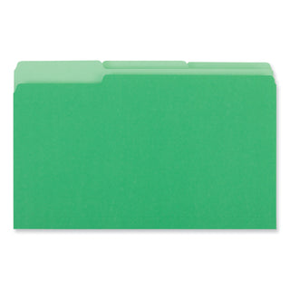 Interior File Folders, 1/3-Cut Tabs: Assorted, Legal Size, 11-pt Stock, Green, 100/Box