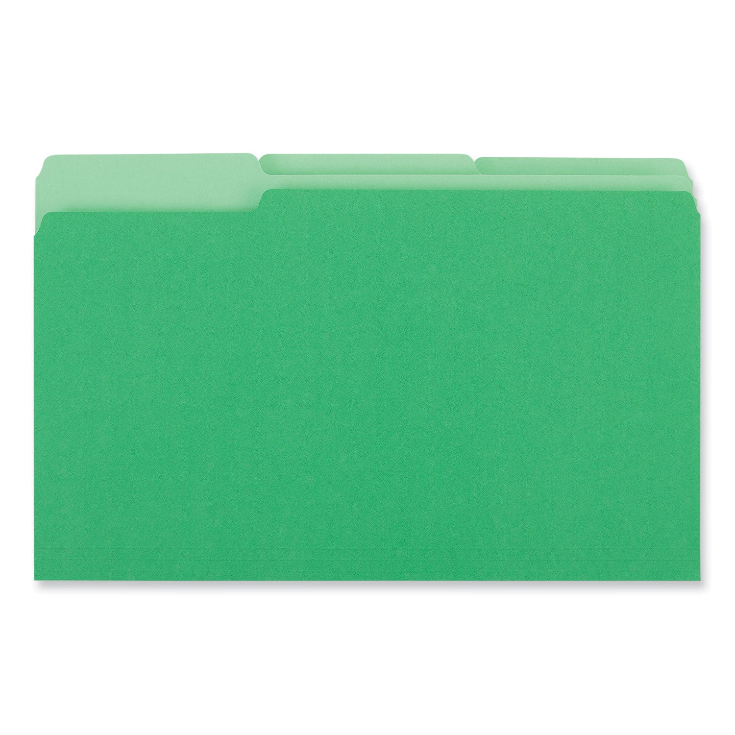 Interior File Folders, 1/3-Cut Tabs: Assorted, Legal Size, 11-pt Stock, Green, 100/Box
