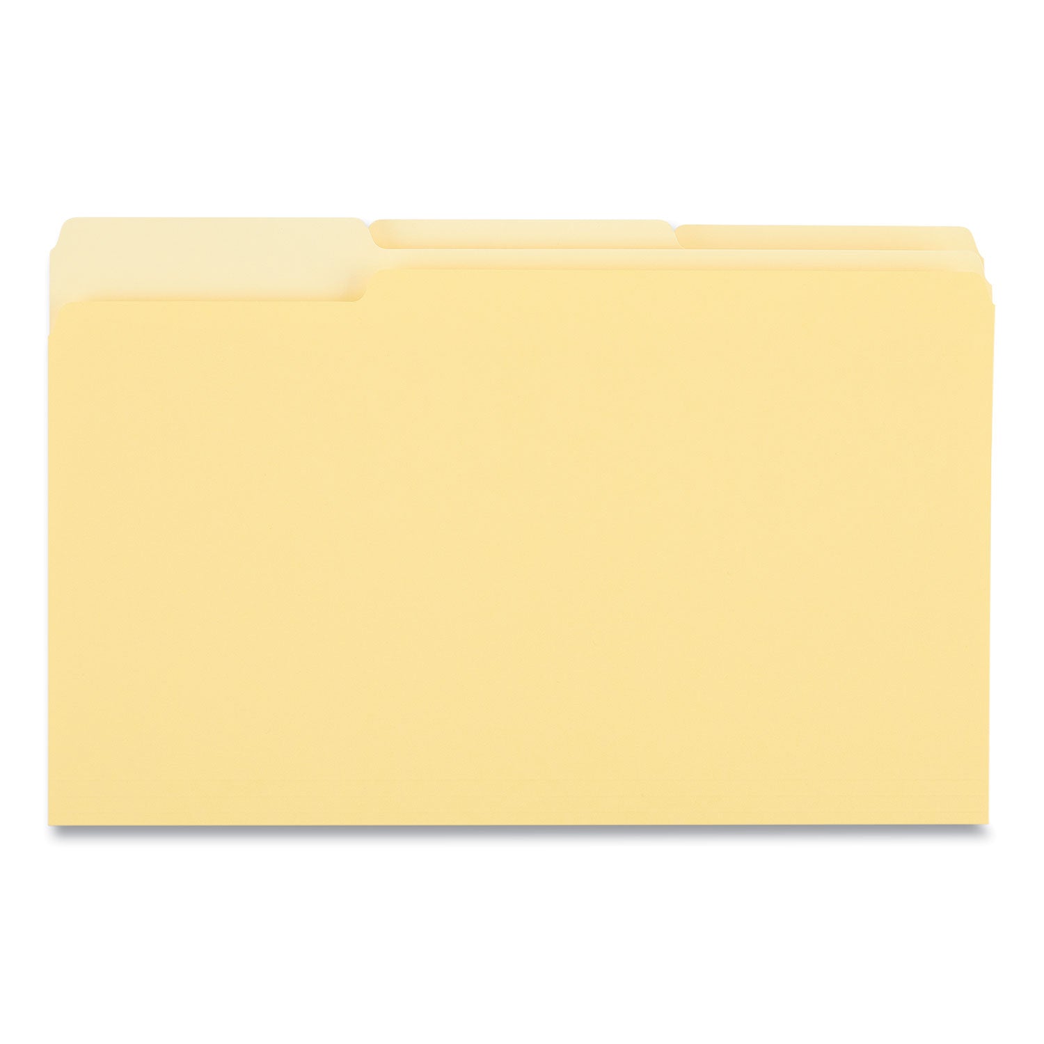 Interior File Folders, 1/3-Cut Tabs: Assorted, Legal Size, 11-pt Stock, Yellow, 100/Box - 