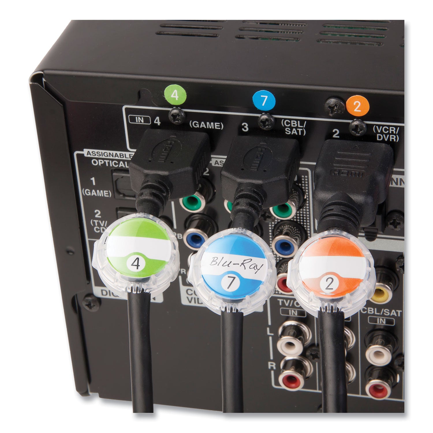 Cord ID Kit, (12) Regular and (12) Jumbo-Sized Cord Identifiers, (72) Color-Coded Stickers, (36) Identifier Inserts