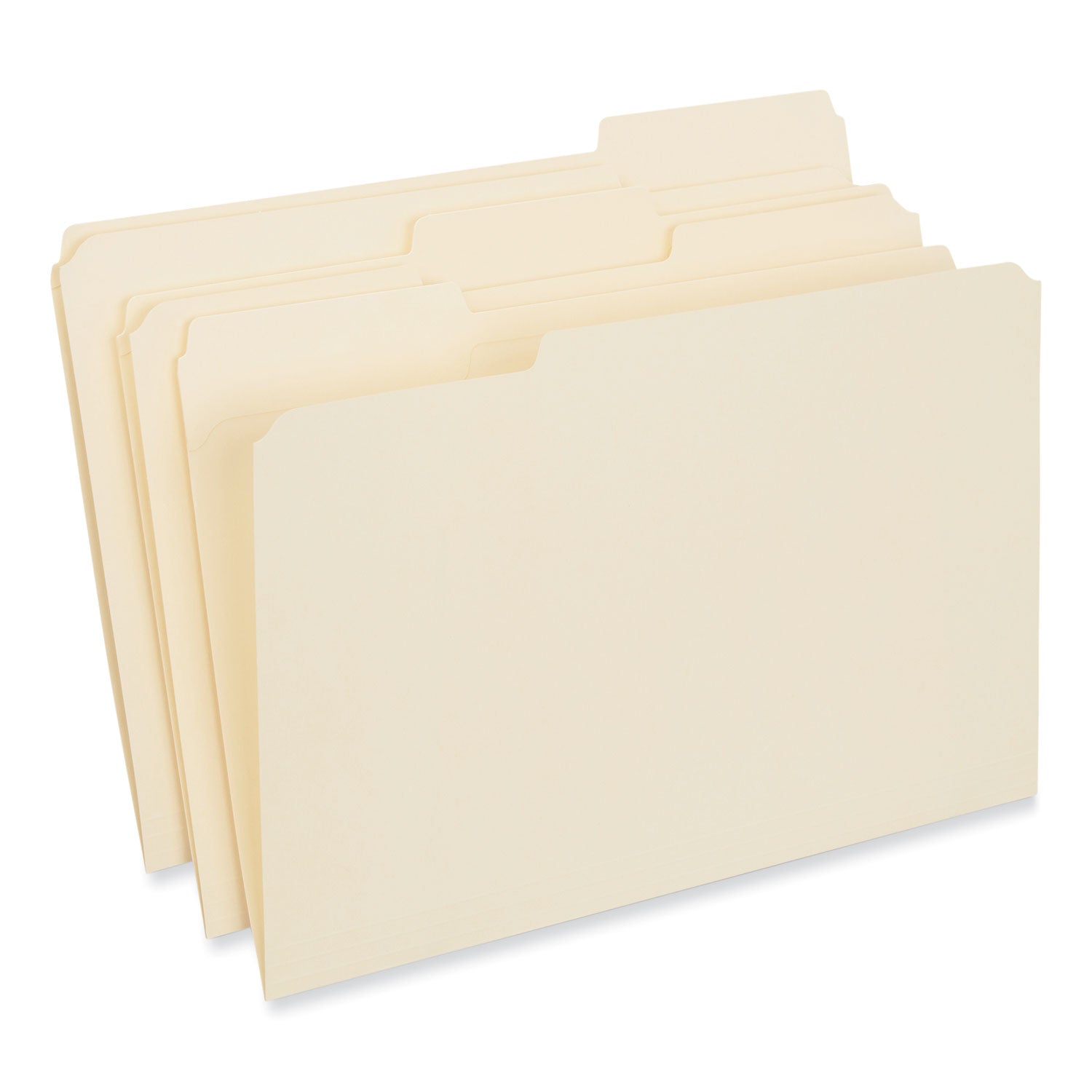 Double-Ply Top Tab Manila File Folders, 1/3-Cut Tabs: Assorted, Legal Size, 0.75" Expansion, Manila, 100/Box - 