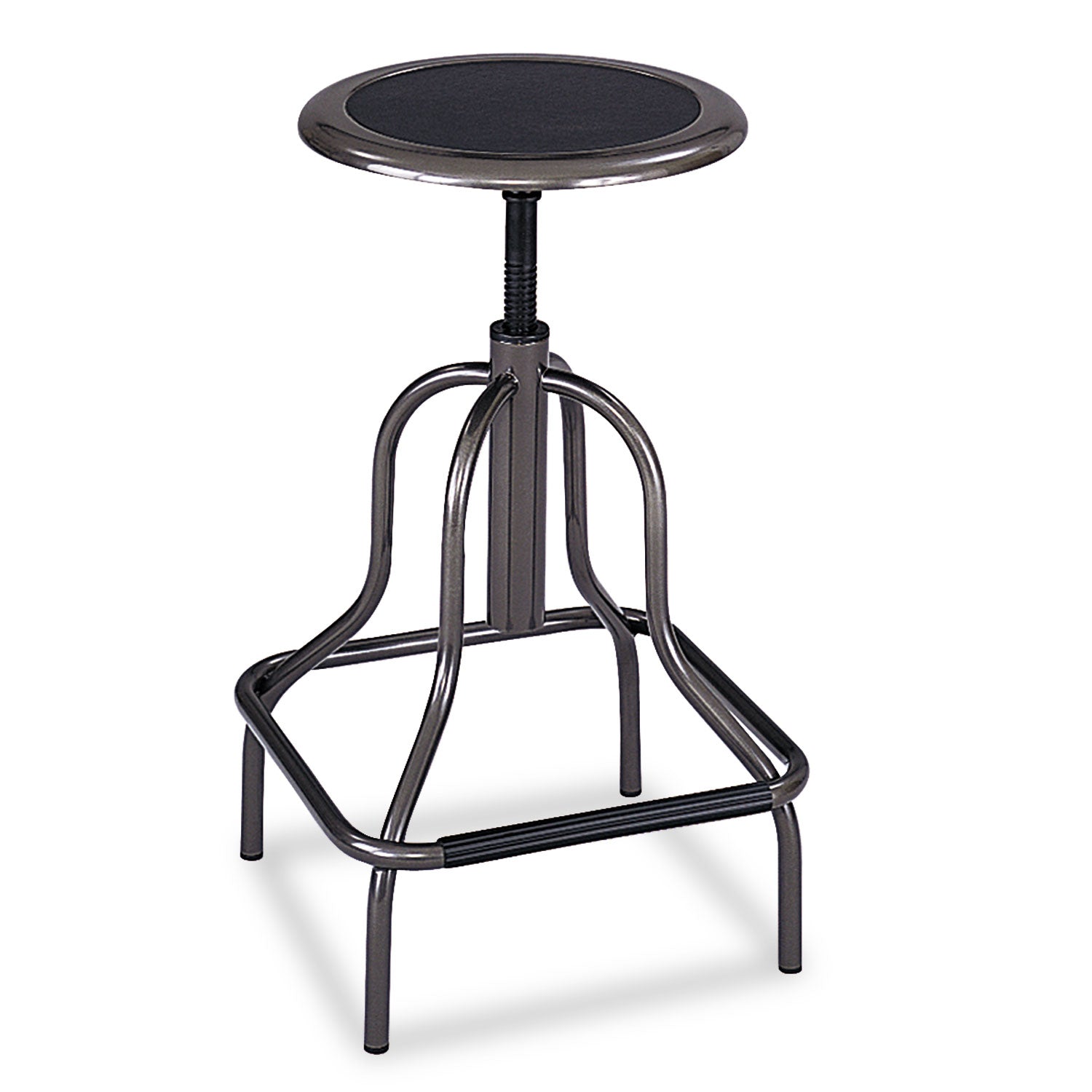 Safco Diesel Series High Base Stool with out Back - Leather Seat - Steel Frame - Pewter - 1 Each