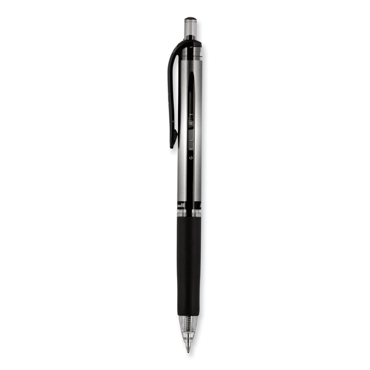 signo-gel-pen-retractable-medium-07-mm-black-ink-silver-black-barrel-dozen_ubc65940 - 2