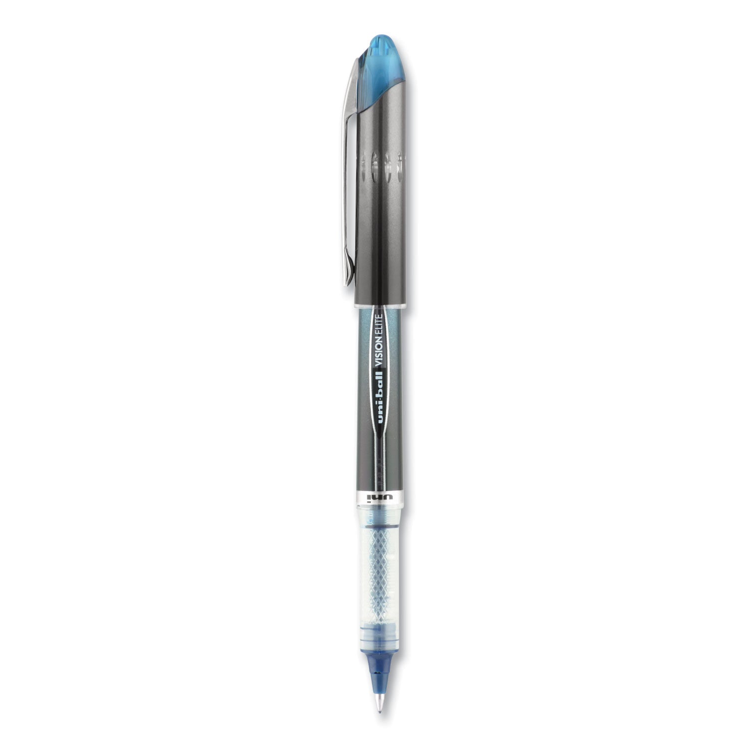 vision-elite-blx-series-hybrid-gel-pen-stick-extra-fine-05-mm-blue-infused-black-ink-gray-blue-clear-barrel_ubc69020 - 2