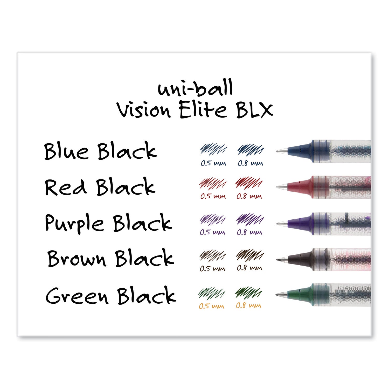 vision-elite-blx-series-hybrid-gel-pen-stick-extra-fine-05-mm-blue-infused-black-ink-gray-blue-clear-barrel_ubc69020 - 6