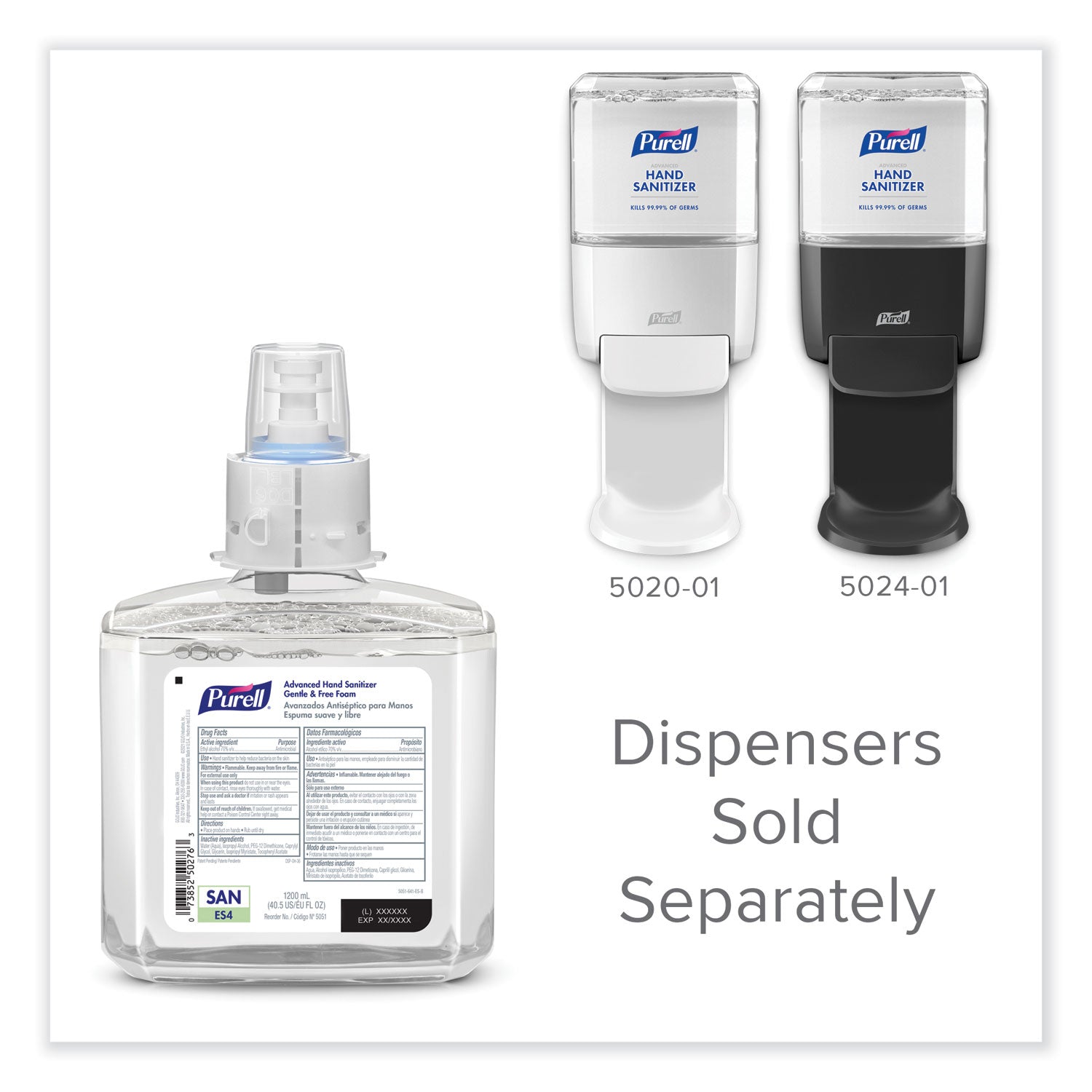 advanced-hand-sanitizer-gentle-and-free-foam-1200-ml-refill-fragrance-free-for-es4-dispensers-2-carton_goj505102 - 8
