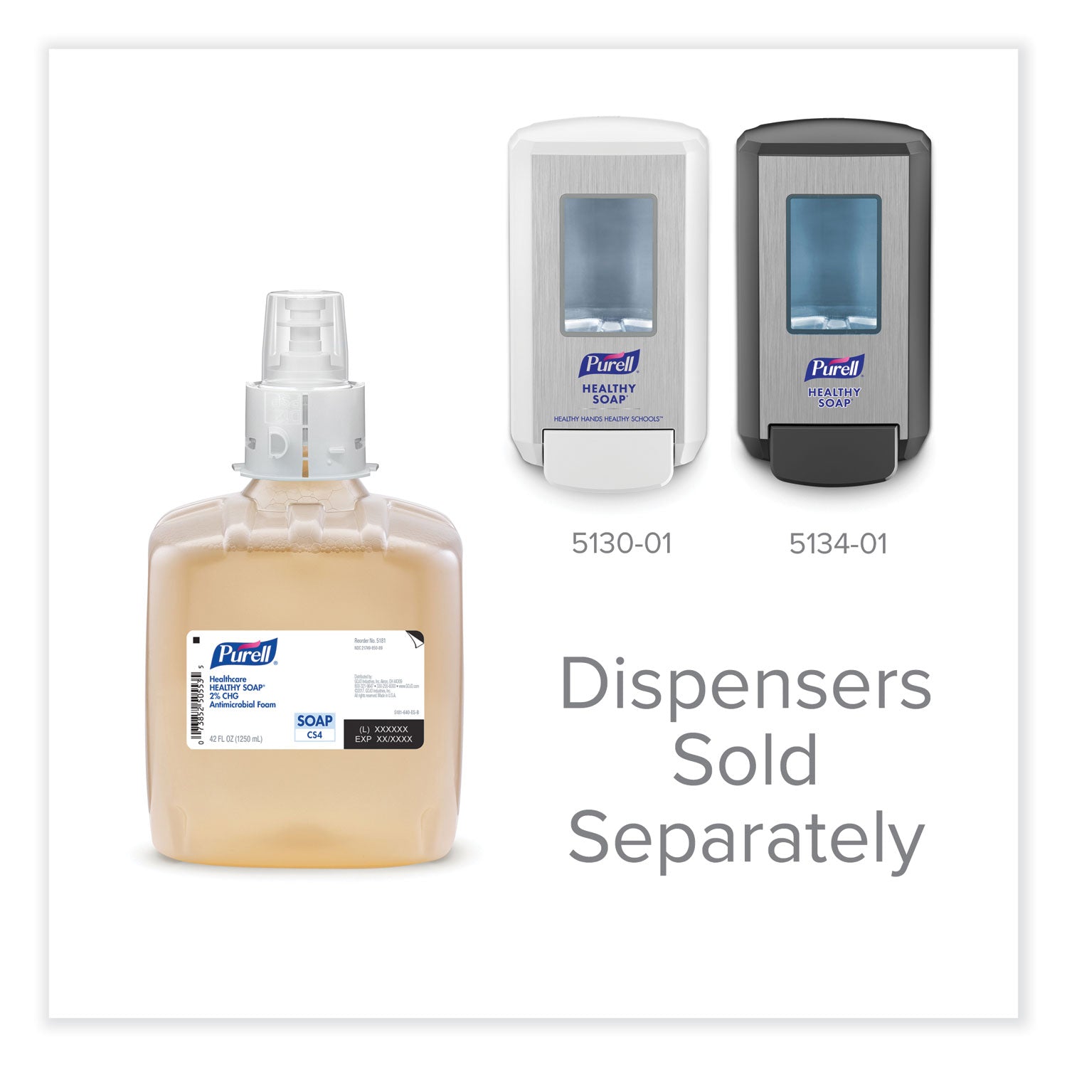 Healthcare HEALTHY SOAP 2% CHG Antimicrobial Foam, for CS4 Dispensers, Fragrance-Free, 1,250 mL, 3/Carton
