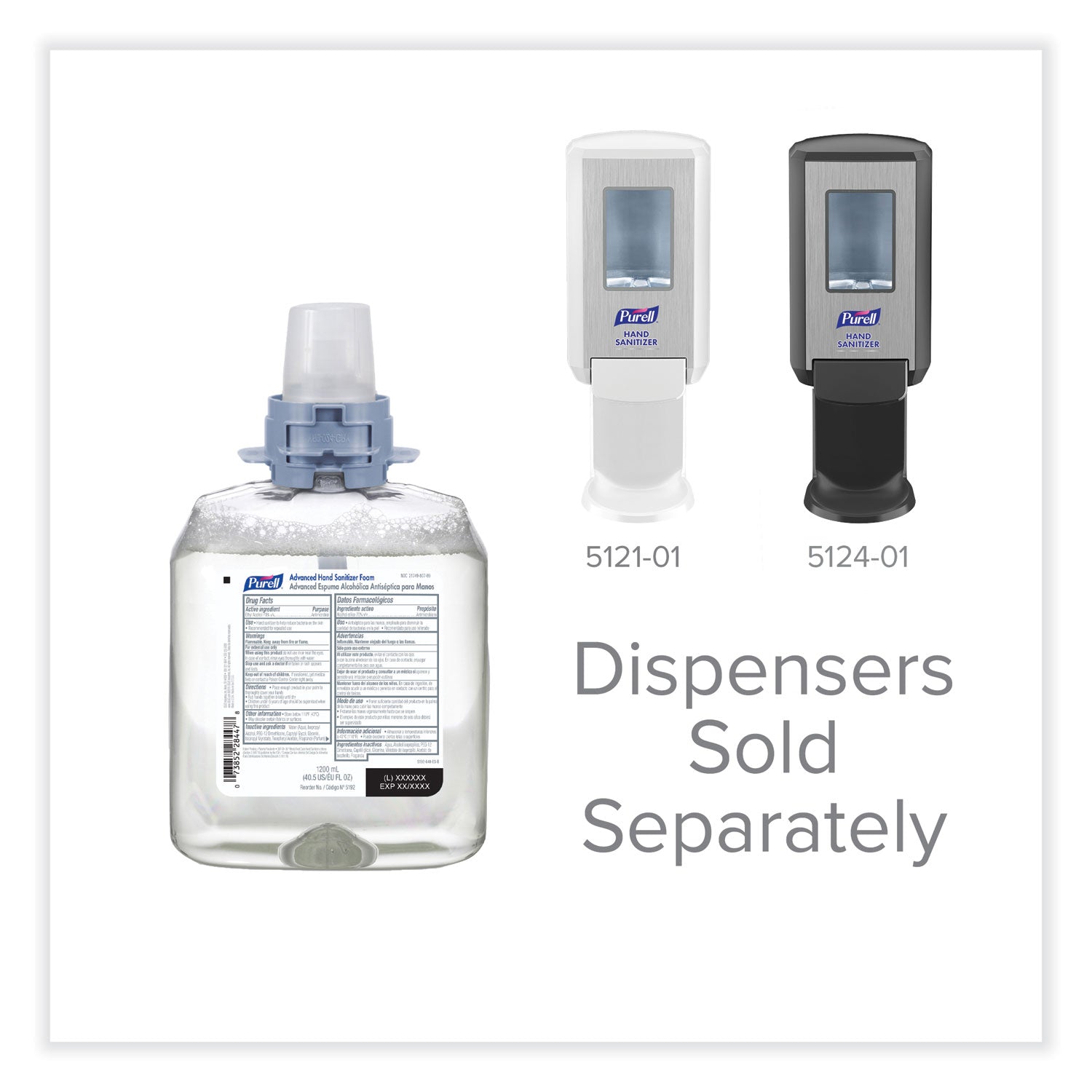 Advanced Hand Sanitizer Foam, For CS4 and FMX-12 Dispensers, 1,200 mL, Unscented, 4/Carton