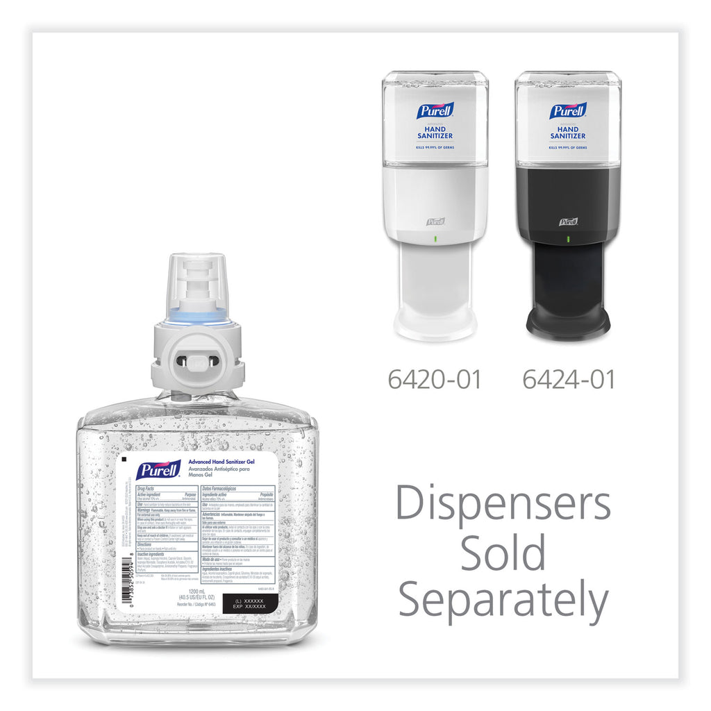 Advanced Hand Sanitizer Gel Refill, 1,200 mL, Clean Scent, For ES6 Dispensers, 2/Carton