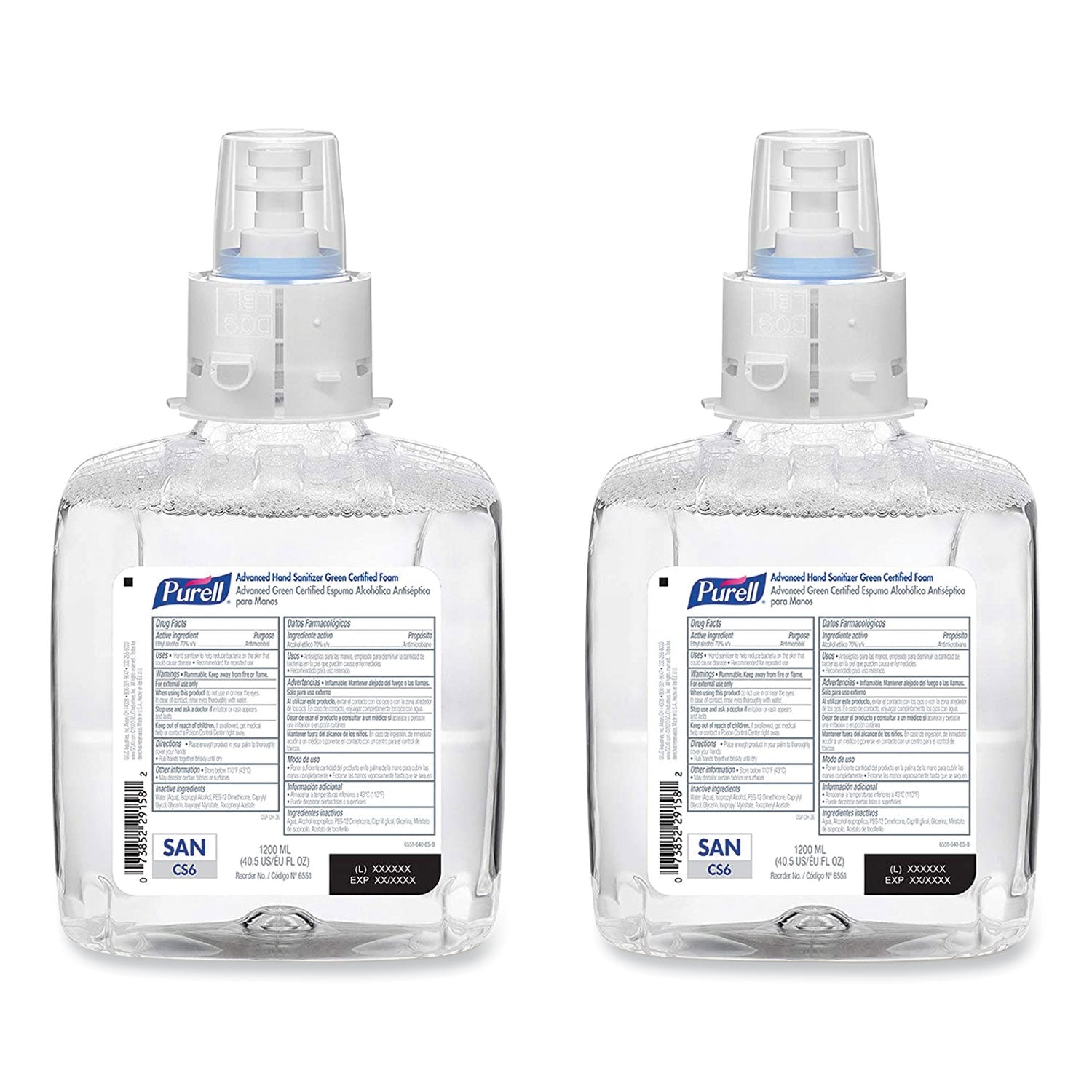 advanced-hand-sanitizer-green-certified-foam-refill-for-cs6-dispensers-1200-ml-fragrance-free-2-carton_goj655102ct - 1