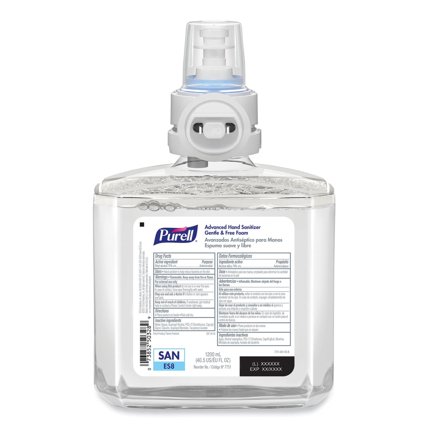 advanced-hand-sanitizer-gentle-and-free-foam-1200-ml-refill-fragrance-free-for-es8-dispensers-2-carton_goj775102 - 2