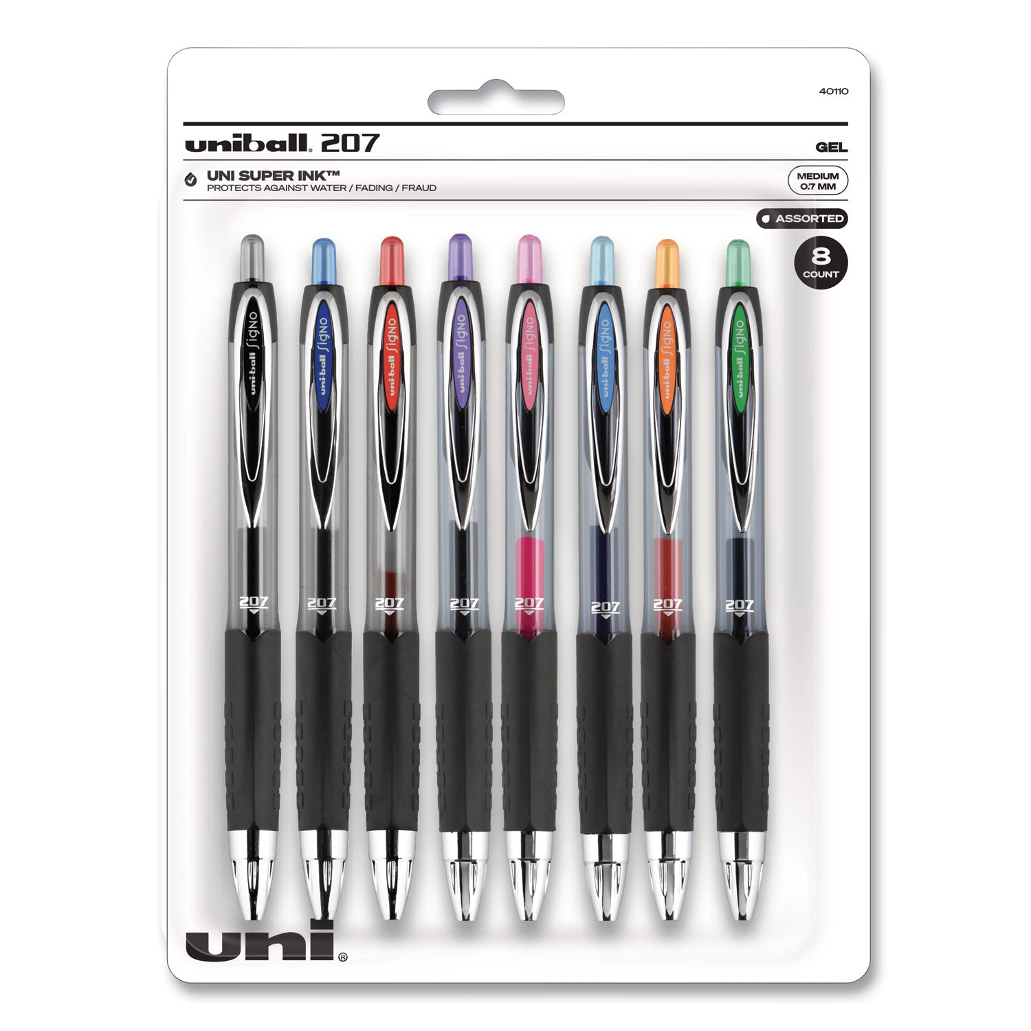 signo-207-gel-pen-retractable-medium-07-mm-assorted-ink-and-barrel-colors-8-pack_ubc40110 - 1