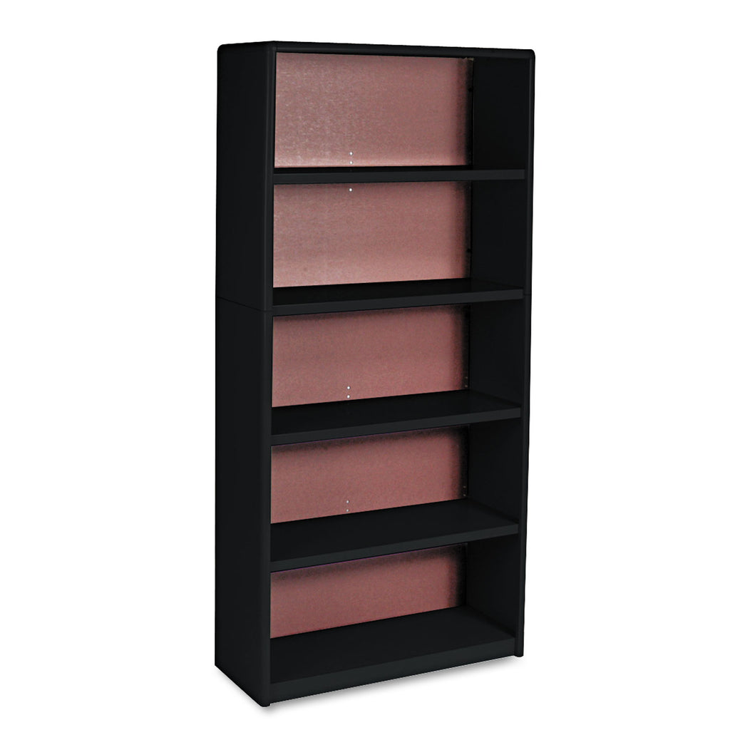 Safco ValueMate Bookcase - 31.8" x 13.5" x 67" - 5 x Shelf(ves) - Black - Steel, Fiberboard, Plastic - Assembly Required - 1