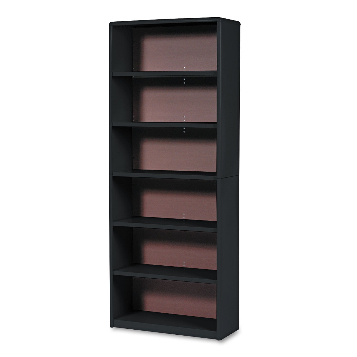 Safco Value Mate Bookcase - 31.8" x 13.5" x 80" - 6 x Shelf(ves) - Black - Steel, Fiberboard, Plastic - Assembly Required - 1