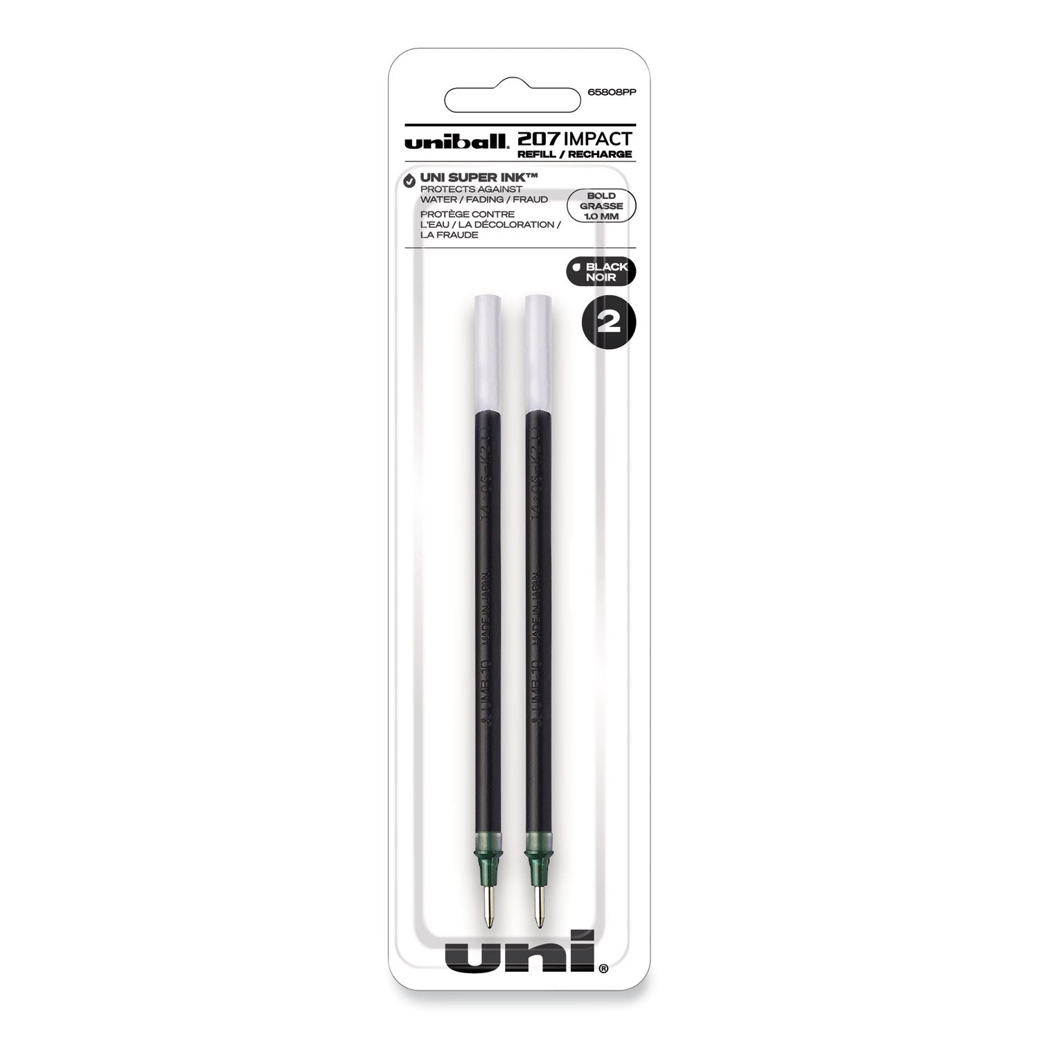 207-impact-gel-stick-pen-refills-bold-1-mm-conical-tip-black-ink-2-pack_ubc65808 - 1