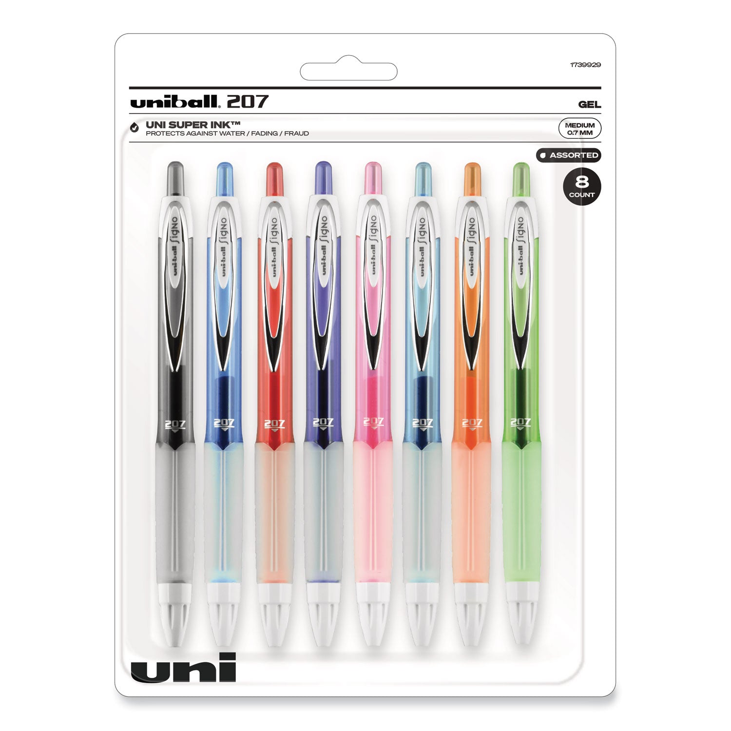 signo-207-gel-pen-retractable-medium-07-mm-assorted-ink-and-barrel-colors-8-pack_ubc1739929 - 1