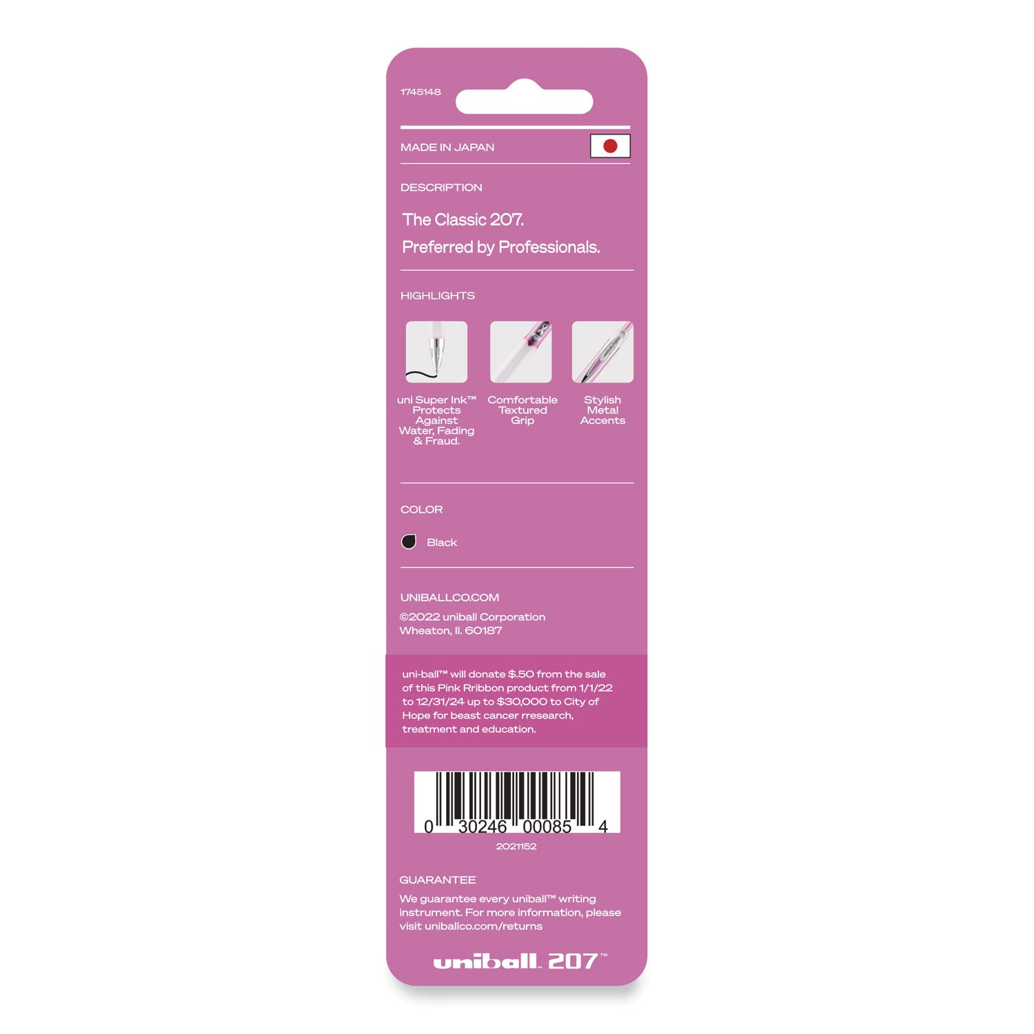 signo-207-gel-pen-retractable-medium-07-mm-black-ink-translucent-pink-translucent-white-barrel-2-pack_ubc1745148 - 2